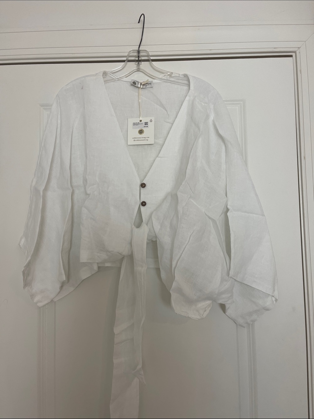 Cobblestone Living Jayla Linen Top One Size Lagenlook Minimalist New